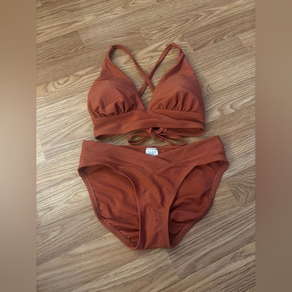 Time & True Ribbed Bikini Size Small